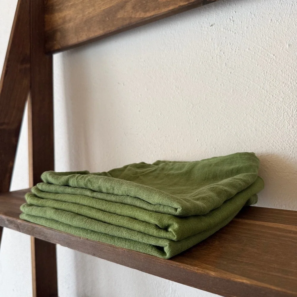 3pc IKEA VIGDIS Moss Green Ramie Pillow Cushion Covers Zip Closure